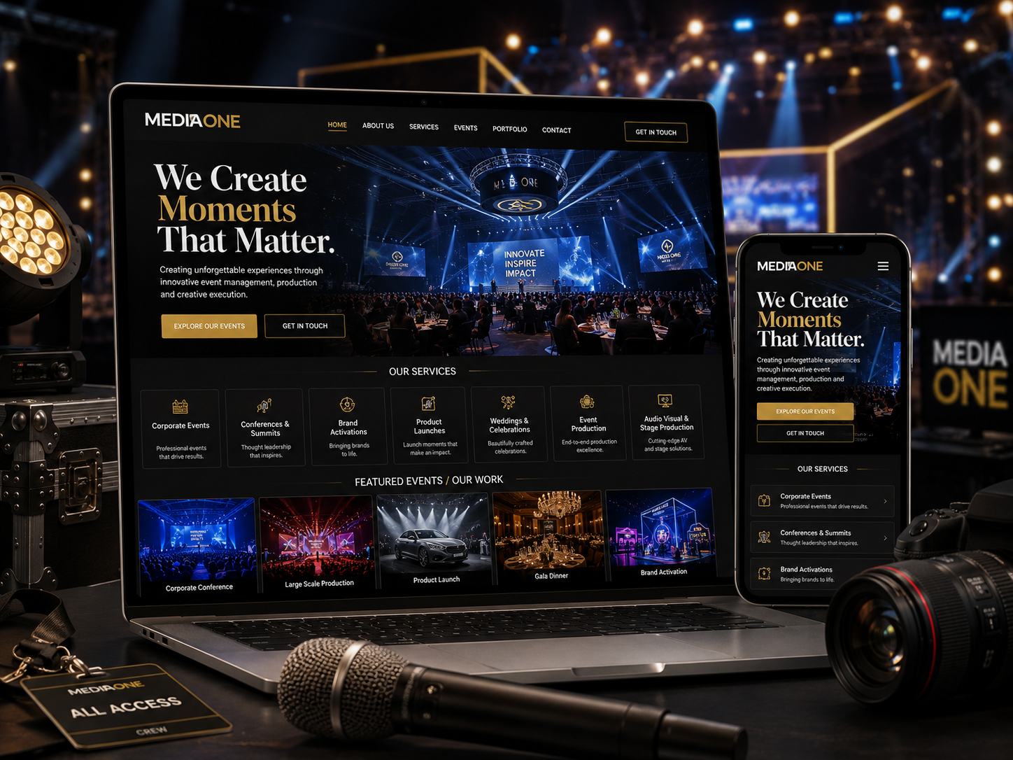 MediaOne website mockup