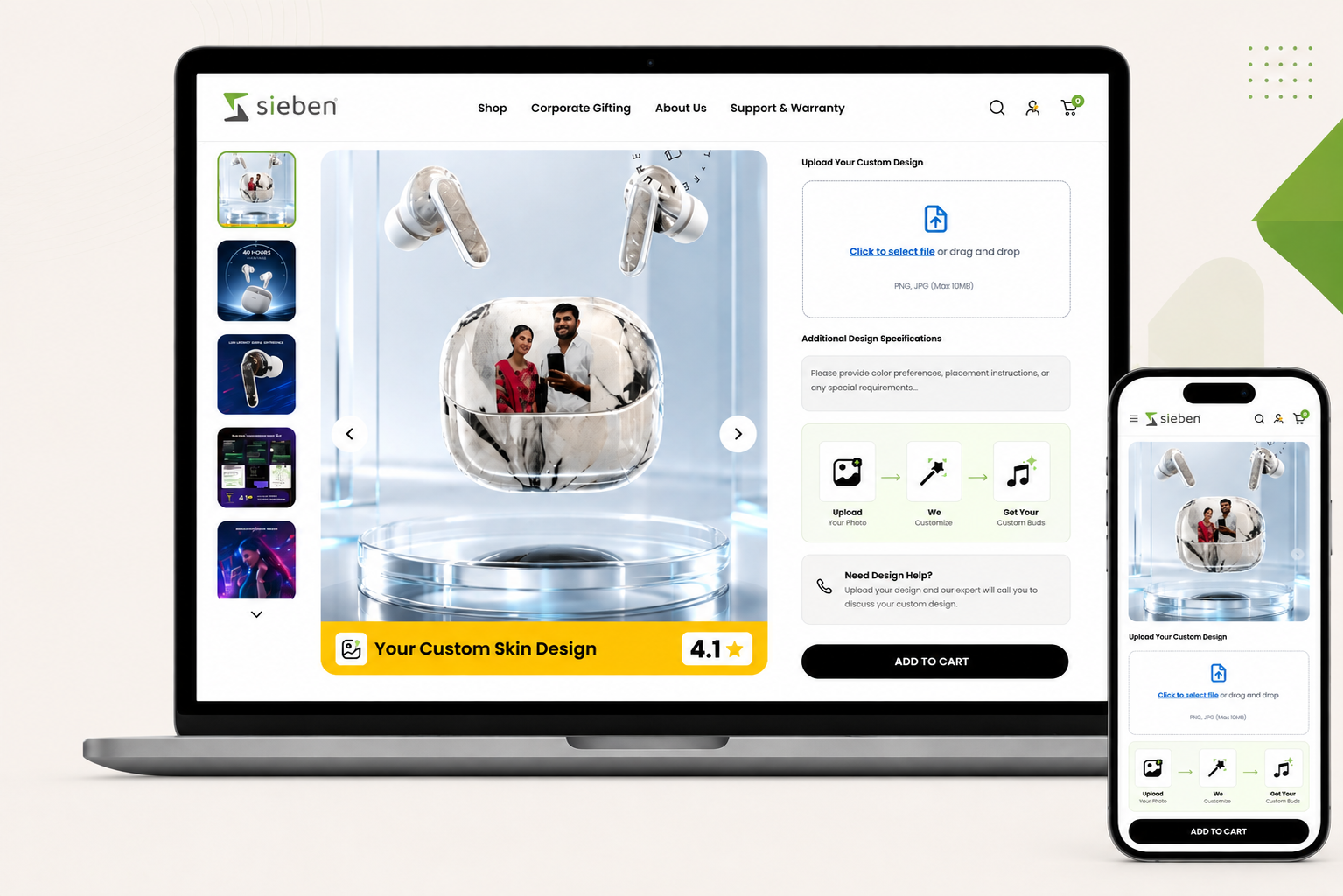 Sieben Tech website mockup